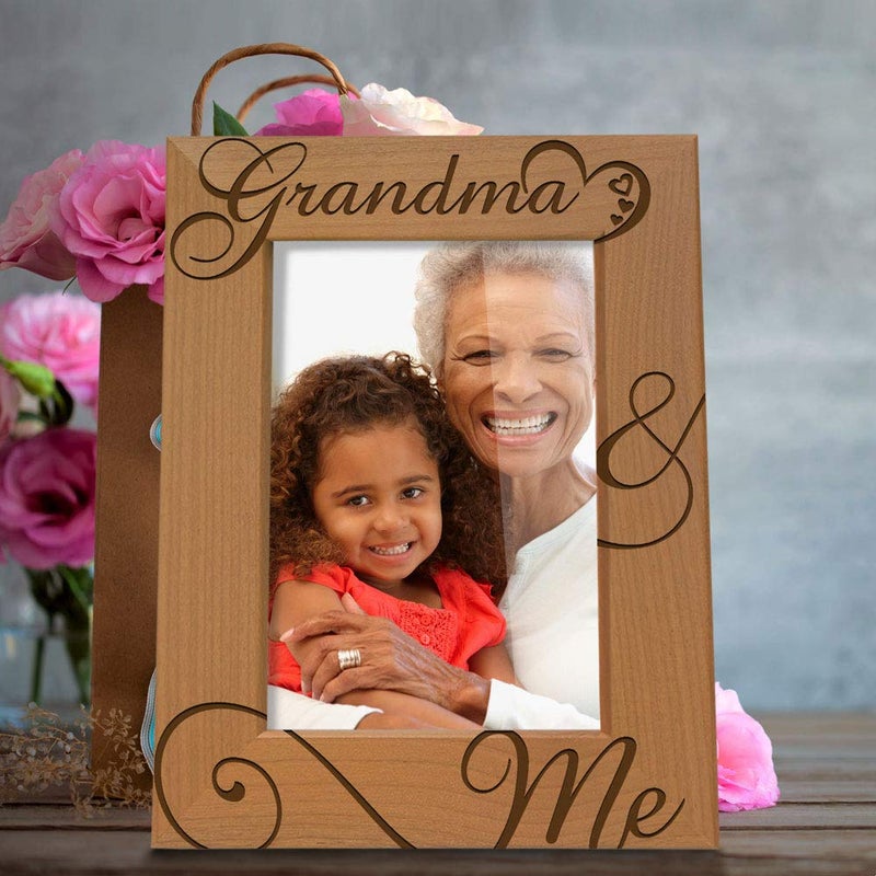 KATE POSH Grandma and Me Engraved Natural Wood Picture Frame, I Love You Grandma, Grandparent's Day, Best Grandma Ever, Grandmother Gifts, Grandma & Me, Mother's Day (4x6-Vertical) - Image 4